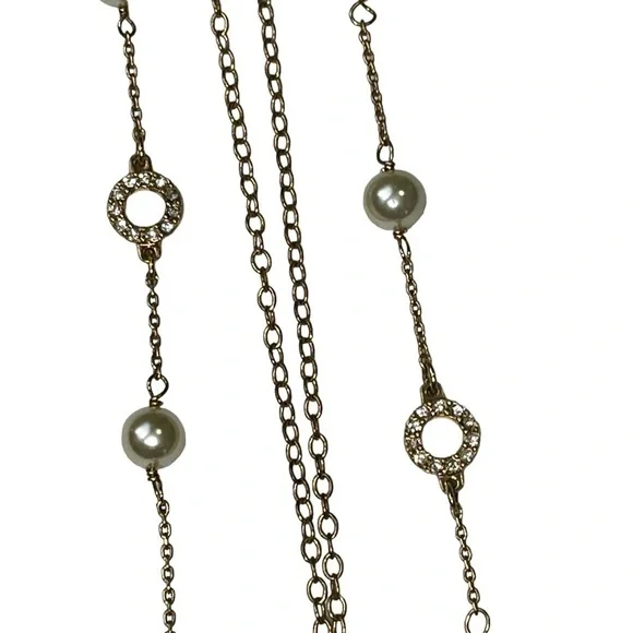 J Crew Gold Necklaces Starfish Chain Rhinestone Pearls Lot of 2 - Picture 5 of 8